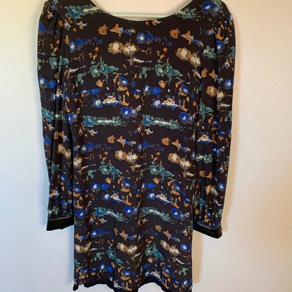 Hunter Dixon 100% Silk Black & Green/Blue Splatter Patterned Dress Size Medium - Picture 1 of 8